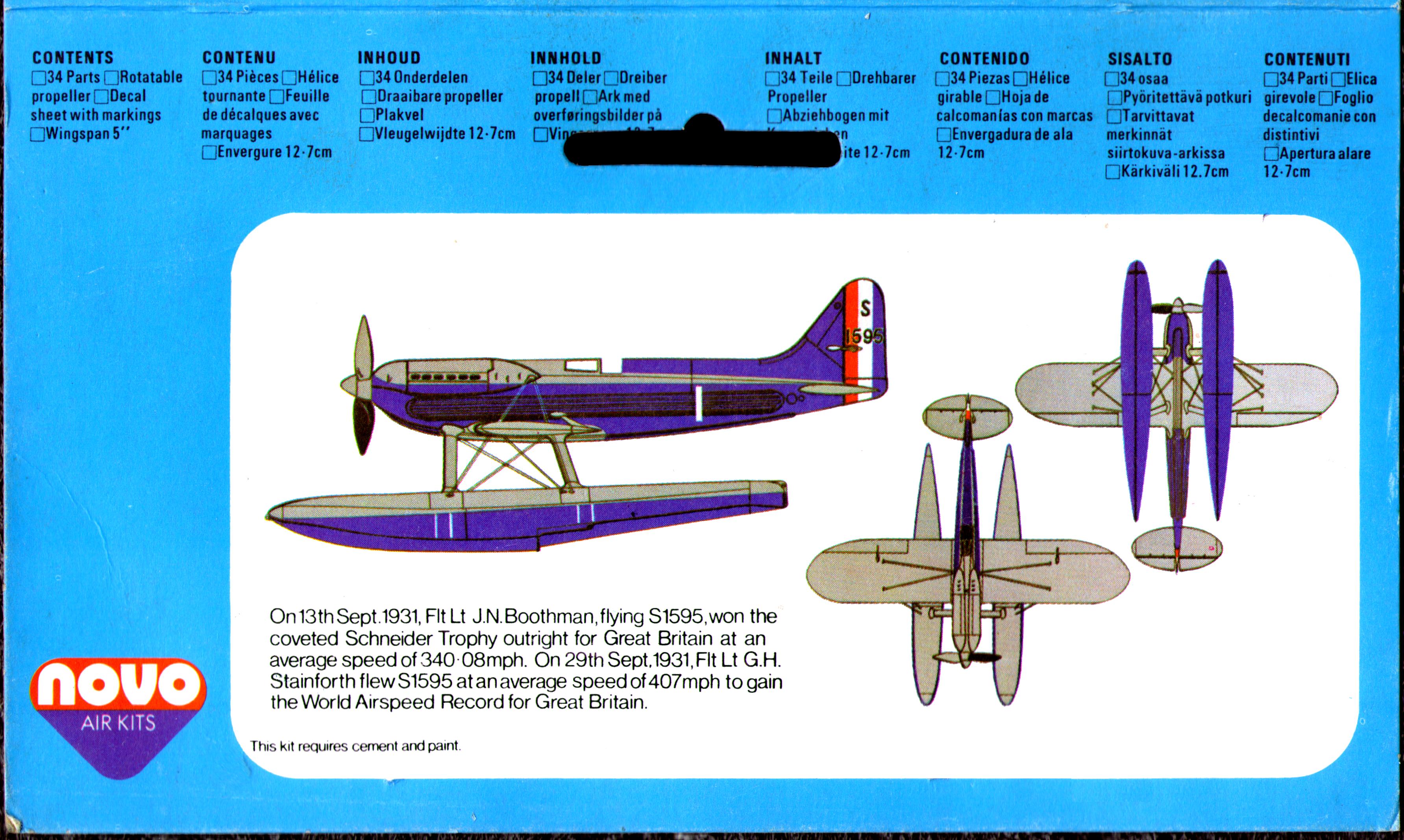 Схема окраски NOVO Toys Ltd F164 Supermarine S.6B